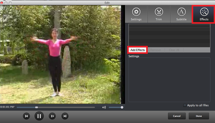 add effects to videos on Mac