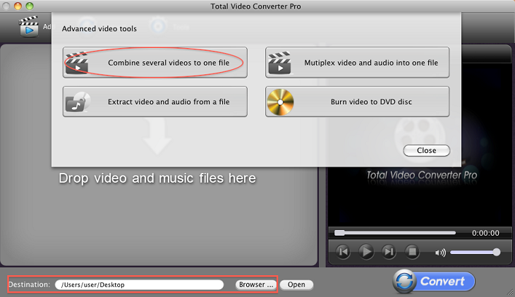  Combine several videos to one file tool on Mac