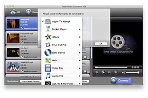 select output format of eTinySoft Total Video Converter for Mac