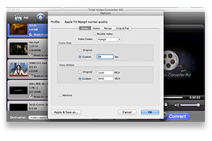 change ouput video options in Mac Total Video Converter