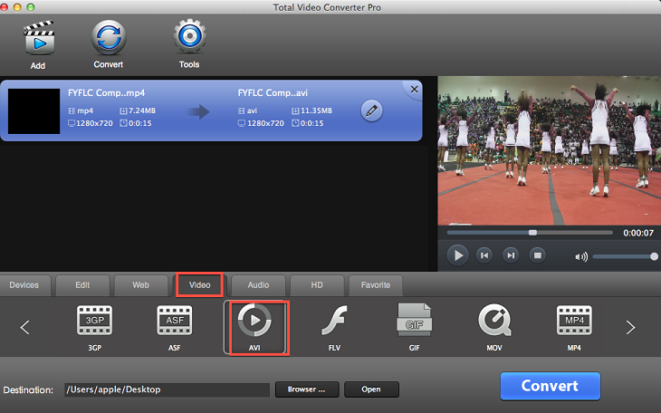 convert mp4 to avi on mac