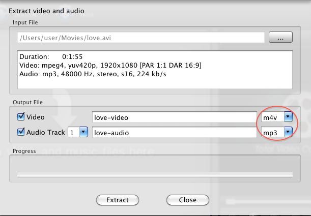extract audio and video from a video on Mac