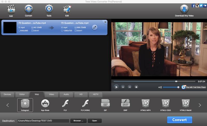 convert video to Instagram Mac