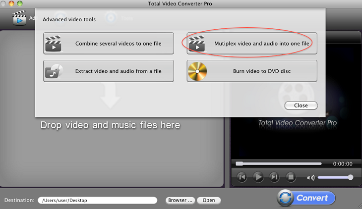 mutiplex video and aduio into one file on Mac