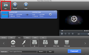 add video to Mac Total Video Converter