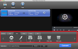 select output format of Total Video Converter for Mac